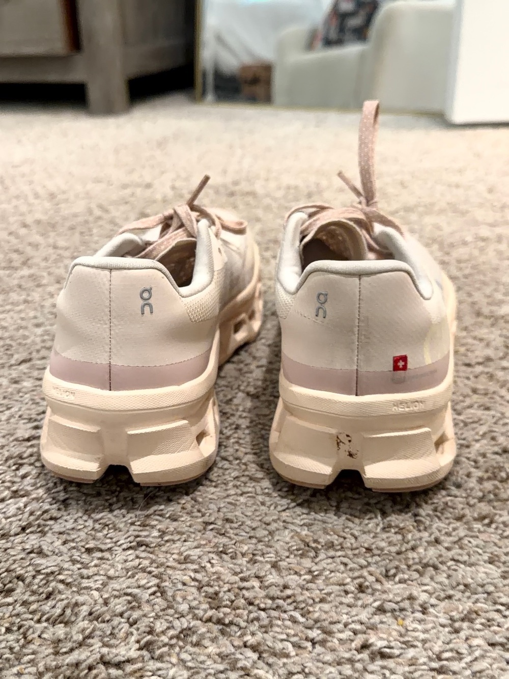 On Cloud Sneakers in Light Beige and Pink - Picture 4 of 6
